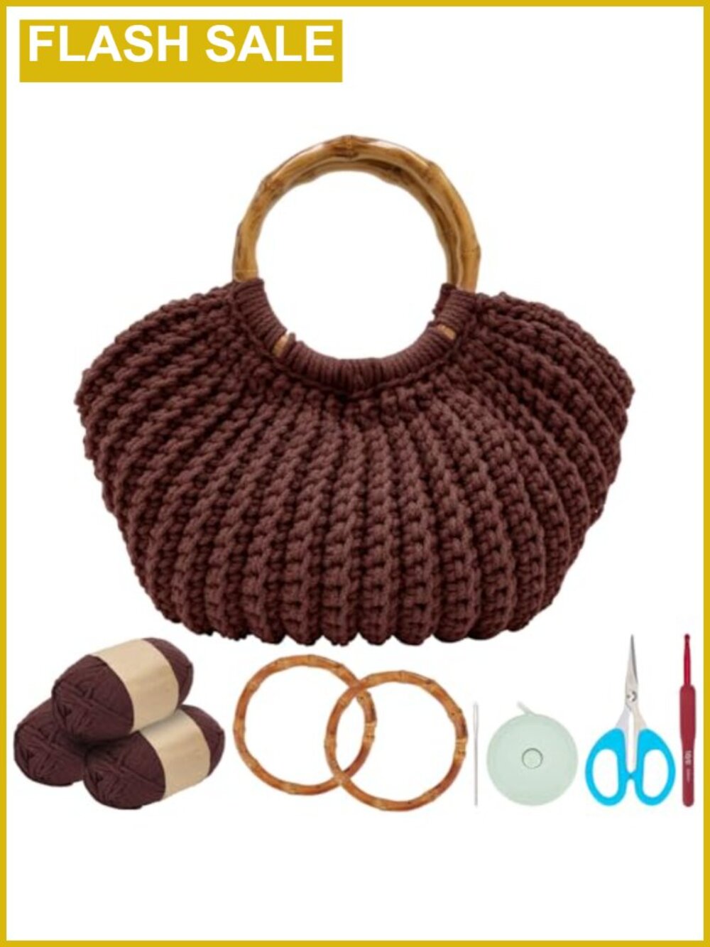 Crochet Purse Kit for Beginners DIY Craft Set with Wooden Handles & Tutorials